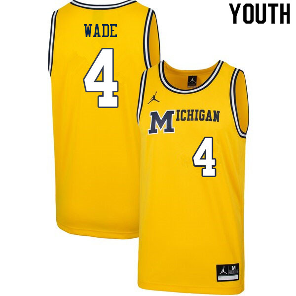 Youth #4 Brandon Wade Michigan Wolverines College Basketball Jerseys Sale-Retro